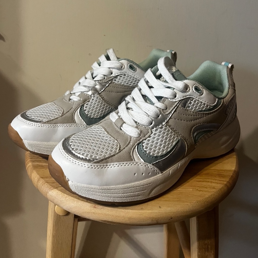 Zara cream, brown and green running shoes sneakers AS NEW